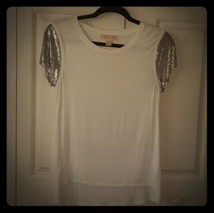 Michael Kors Chain Mesh Sleeve Top